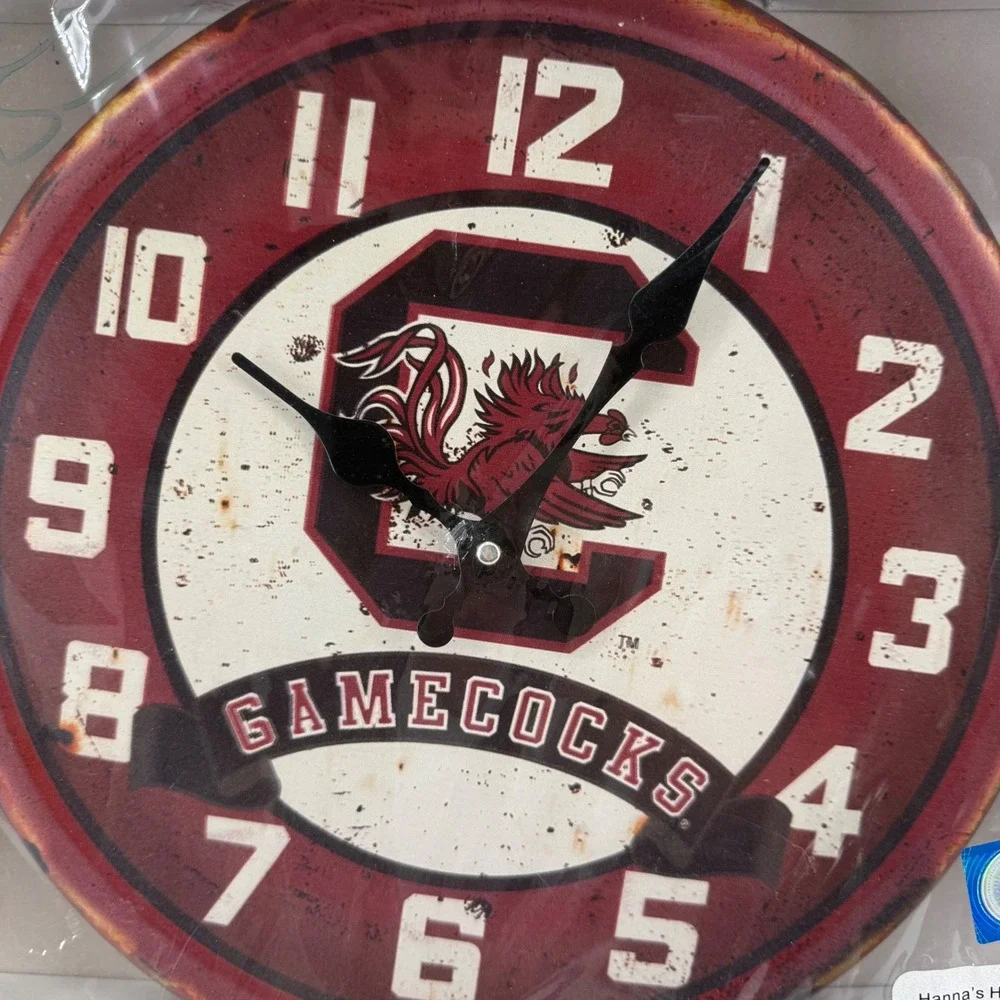 South Carolina Gamecocks Bottle Cap Wall Clock Vintage Style NCAA Decor 13.5in